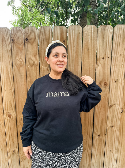 Embroidered Mama Sweater - Floral Font