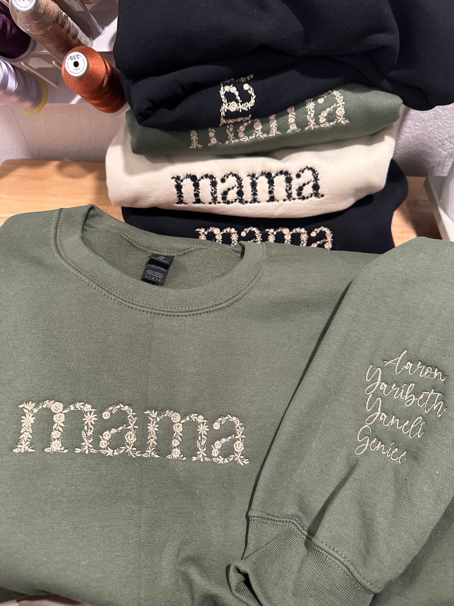 Embroidered Mama Sweater - Floral Font