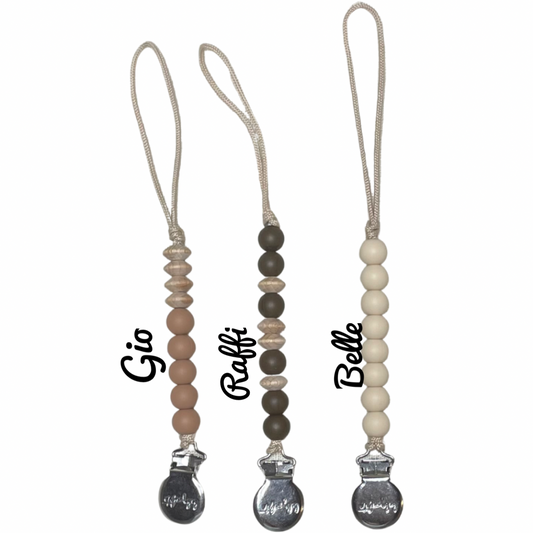 Fall Pacifier Clips - Chocolate - Oatmeal - Camel