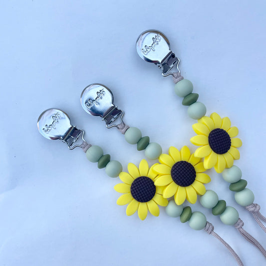 Sunny Sunflower Pacifier Clip