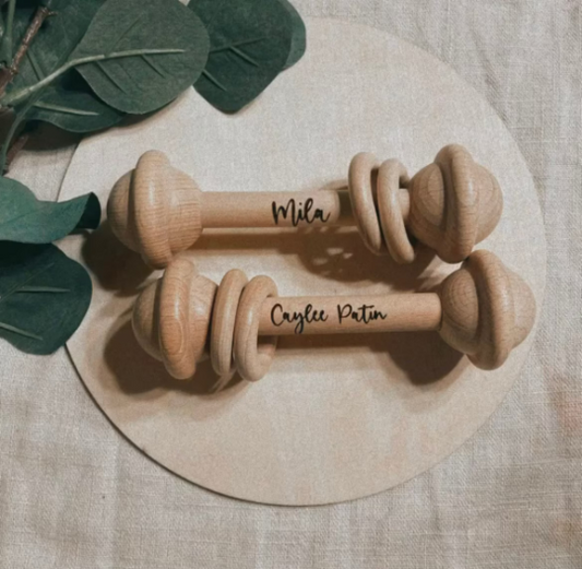 Neptune Rattle Personalized Name Wooden Rattle